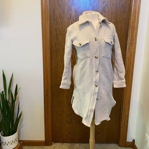 Ivory Merino Wool Shirt Jacket